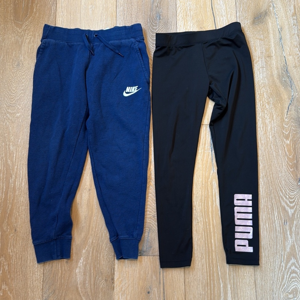 Puma Kids Black Leggings with Pink Logo & Nike sweatpants